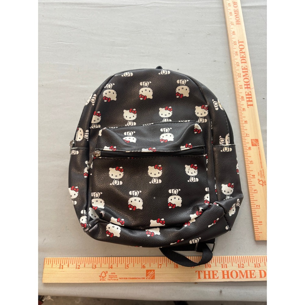 Sanrio Hello Kitty Mini Backpack Black Faux Leather All Over Print Bag